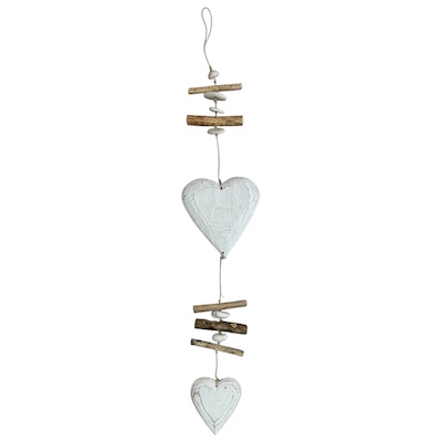 2 x Heart Drift Wood Hanging